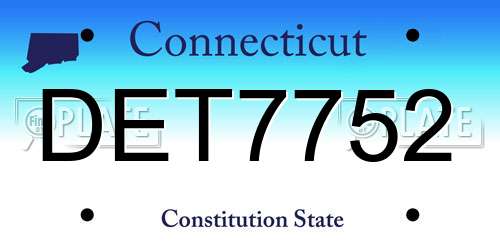 DET7752 Connecticut License Plate