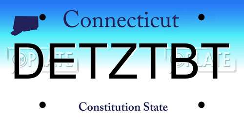 DETZTBT Connecticut License Plate