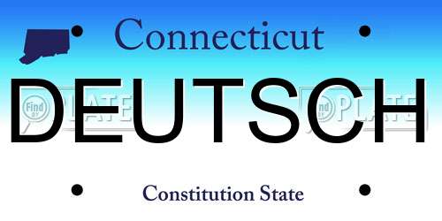 DEUTSCH Connecticut License Plate