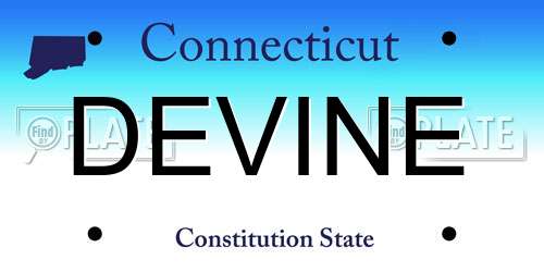 DEVINE Connecticut License Plate