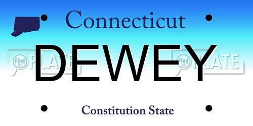 DEWEY Connecticut License Plate