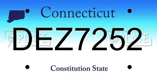 DEZ7252 Connecticut License Plate
