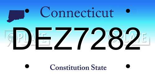 DEZ7282 Connecticut License Plate