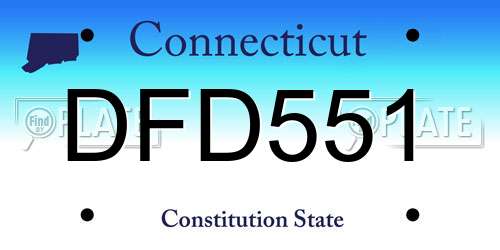 DFD551 Connecticut License Plate