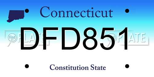 DFD851 Connecticut License Plate