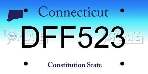 DFF523 Connecticut License Plate