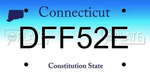 DFF52E Connecticut License Plate