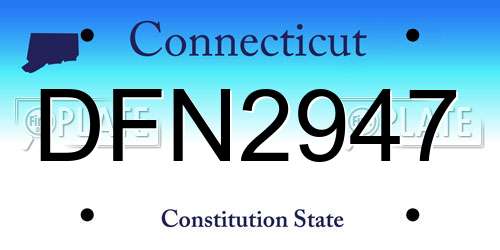 DFN2947 Connecticut License Plate