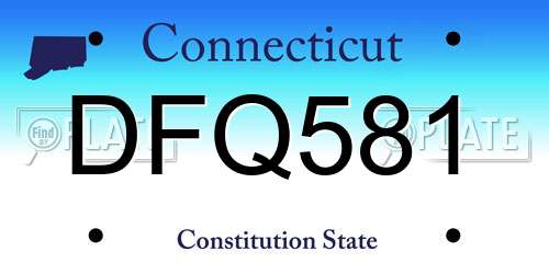 DFQ581 Connecticut License Plate