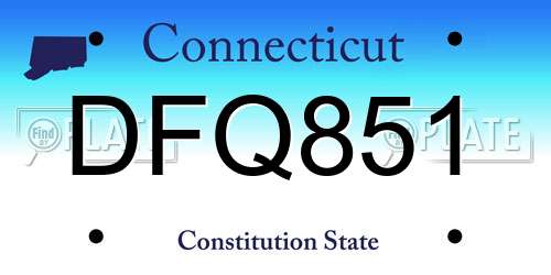 DFQ851 Connecticut License Plate