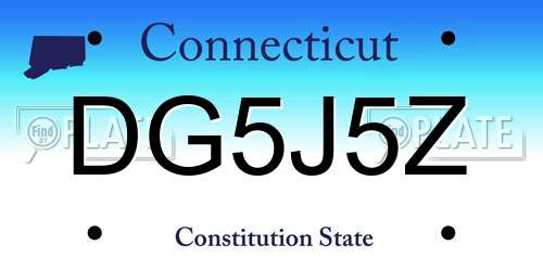 DG5J5Z Connecticut License Plate