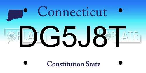 DG5J8T Connecticut License Plate
