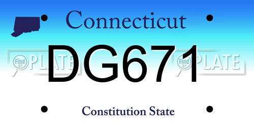 DG671 Connecticut License Plate