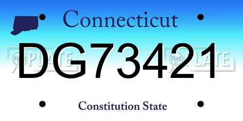 DG73421 Connecticut License Plate