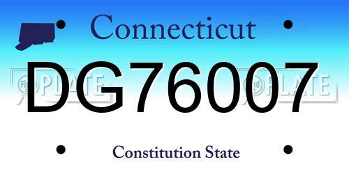 DG76007 Connecticut License Plate