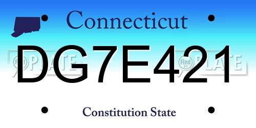 DG7E421 Connecticut License Plate