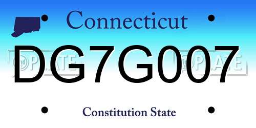 DG7G007 Connecticut License Plate