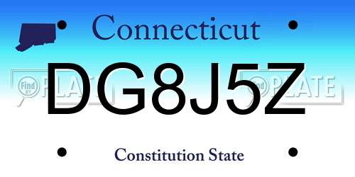 DG8J5Z Connecticut License Plate