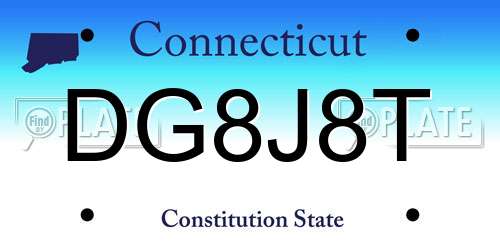 DG8J8T Connecticut License Plate