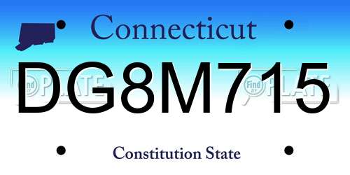 DG8M715 Connecticut License Plate