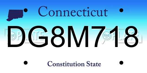 DG8M718 Connecticut License Plate