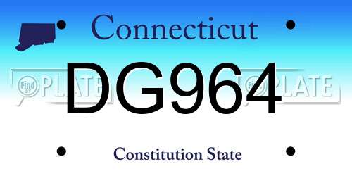 DG964 Connecticut License Plate