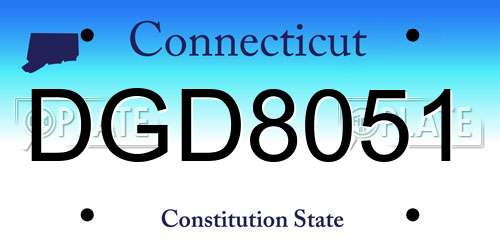 DGD8051 Connecticut License Plate