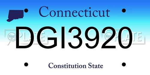 DGI3920 Connecticut License Plate