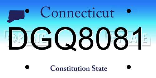 DGQ8081 Connecticut License Plate