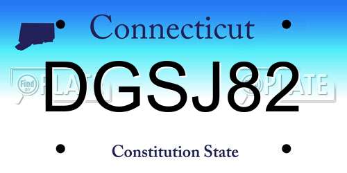 DGSJ82 Connecticut License Plate