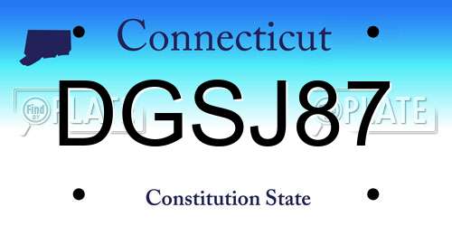 DGSJ87 Connecticut License Plate