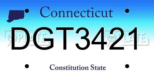 DGT3421 Connecticut License Plate
