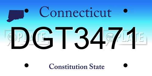 DGT3471 Connecticut License Plate