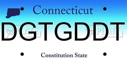 DGTGDDT Connecticut License Plate
