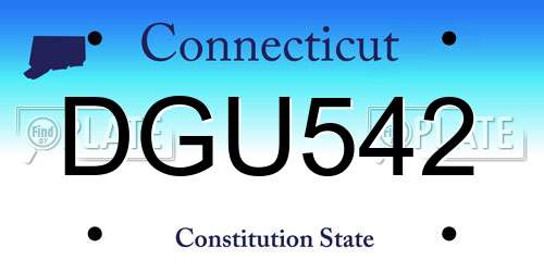 DGU542 Connecticut License Plate