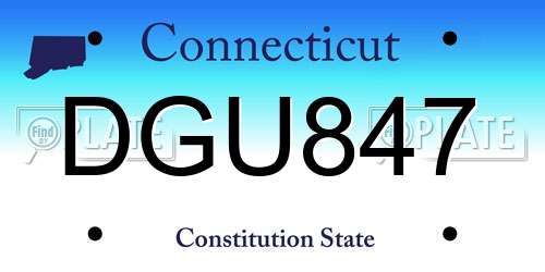 DGU847 Connecticut License Plate