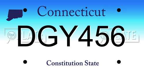 DGY456 Connecticut License Plate
