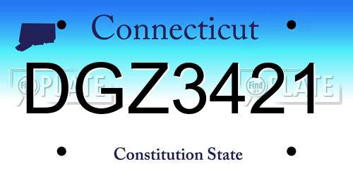 DGZ3421 Connecticut License Plate