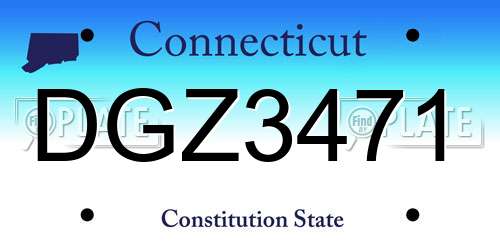 DGZ3471 Connecticut License Plate