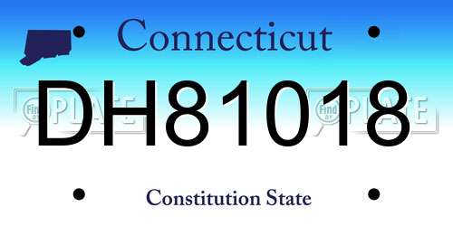 DH81018 Connecticut License Plate