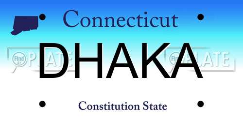DHAKA Connecticut License Plate