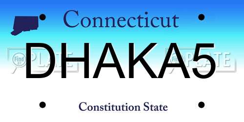 DHAKA5 Connecticut License Plate