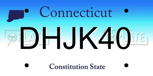 DHJK40 Connecticut License Plate