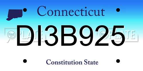 DI3B925 Connecticut License Plate
