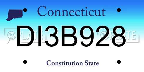 DI3B928 Connecticut License Plate