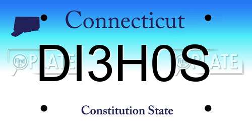 DI3H0S Connecticut License Plate