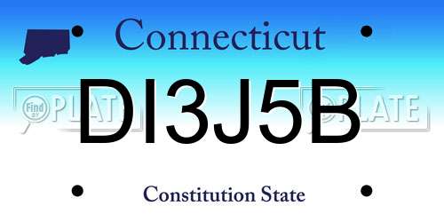 DI3J5B Connecticut License Plate