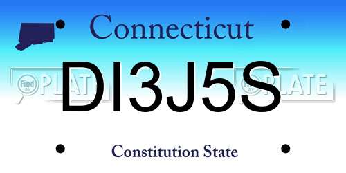 DI3J5S Connecticut License Plate
