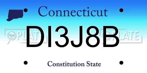 DI3J8B Connecticut License Plate