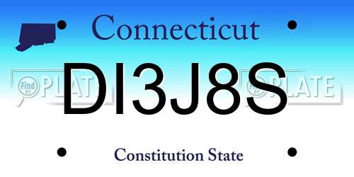 DI3J8S Connecticut License Plate